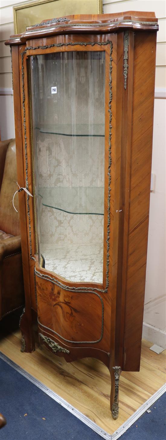 A walnut and marquetry vitrine W.75cm